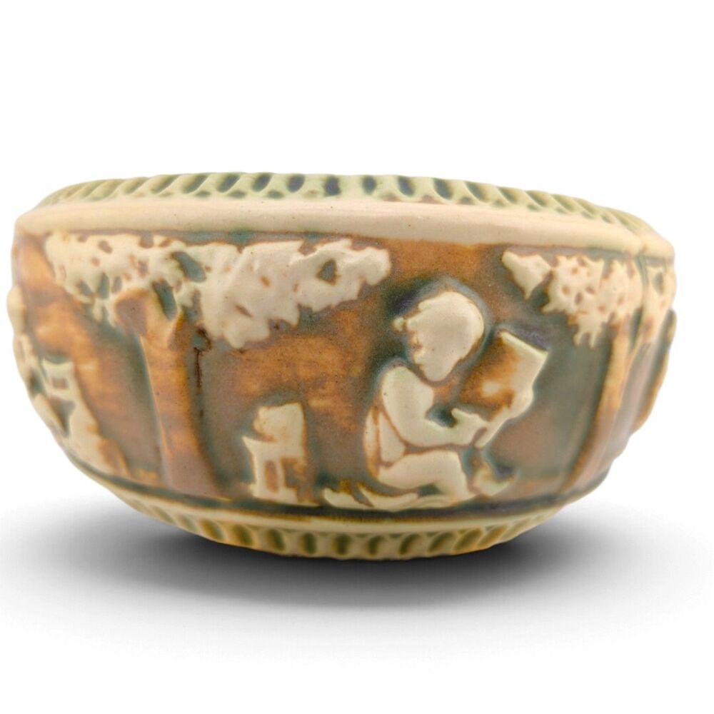 Antique Roseville Donatello Cherub Bowl Planter 1915-1916 Art Pottery 7"